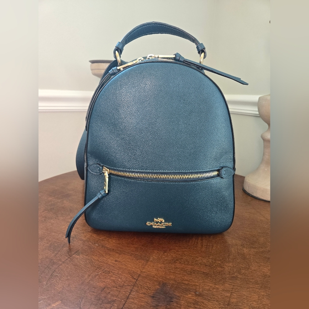 Coach Teal Leather Mini Backpack with Gold Hardware